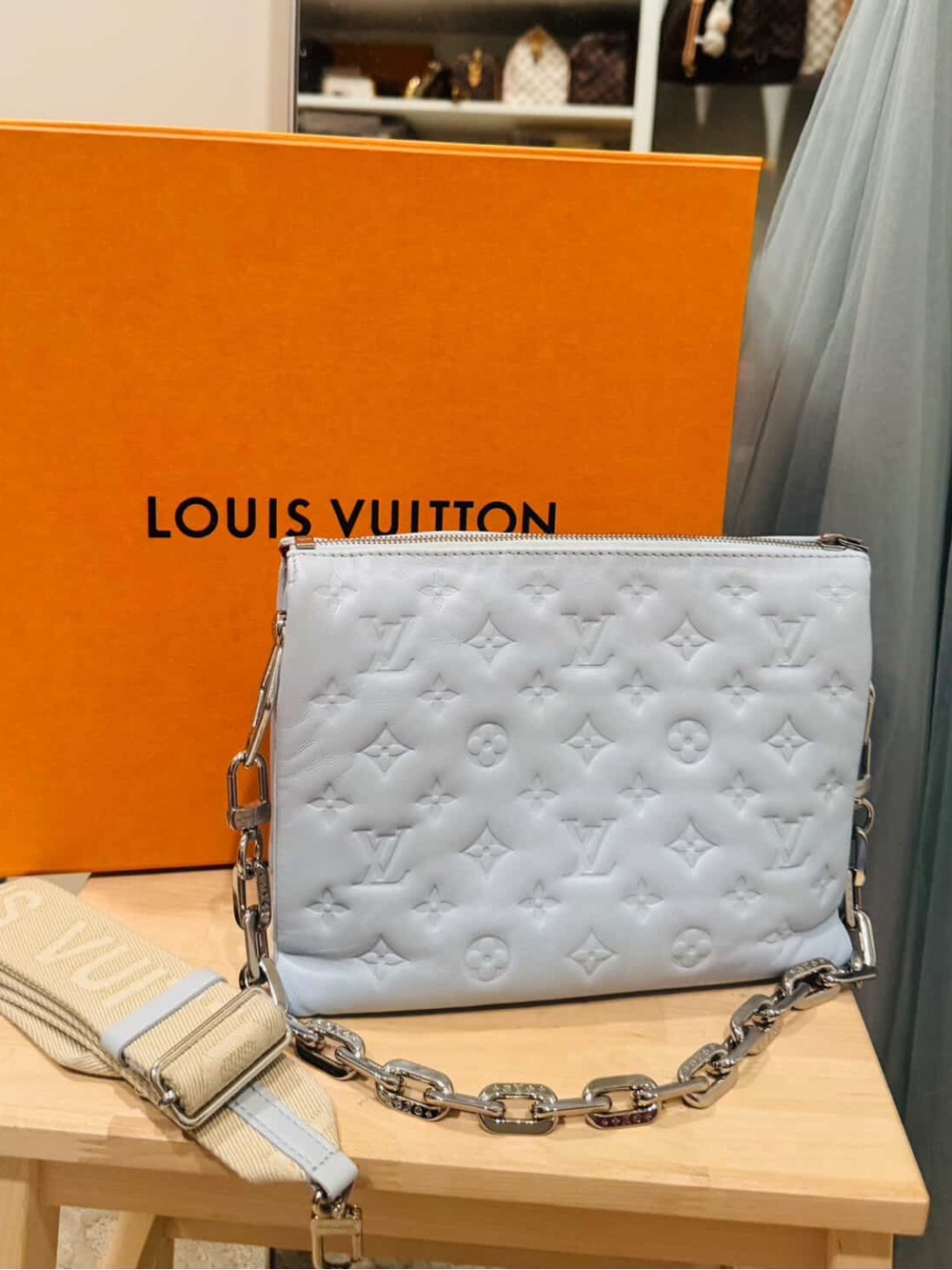 Louis Vuitton Coussin PM – Blue Glacier Monogram Embossed Lambskin
